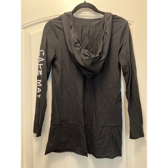 Cape May New‎ Jersey Women’s V Neck Long Sleeve Pullover Hoodie Top Size S Black - Picture 4 of 4